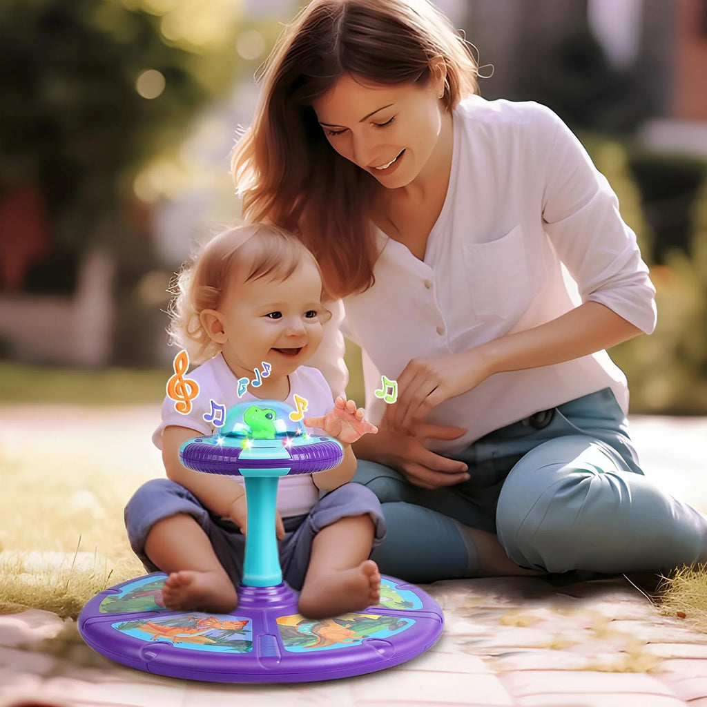 Dinosaur Sit and Spin Toys for 1 2 3 4 Year Kids, 360° Sit Spinner Activity Toy with Light Music Toddler Toy for Boys Girls Ages over 18 Months